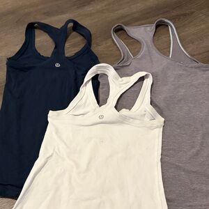 lululemon athletica lot of 3 Women's Racerback Tank Tops - Navy, Gray, White-